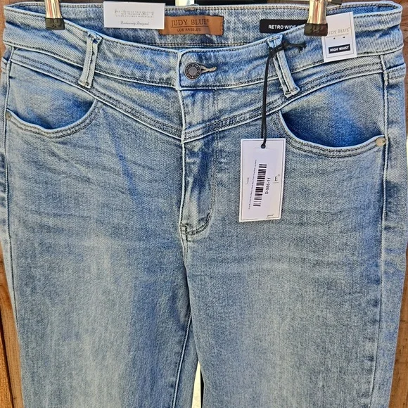 "JUDY BLUE" Blue Retro Wide Leg Jeans Sz 11/30 - Picture 2 of 6
